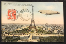 Francia Republique Francaise Tibres 10 Cent Su Cartolina Paris Tour Eiffel Dirigeable Militaire COD. C.4134 - Covers & Documents