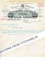 1913 HYDE - Letter From TINKERS LIMITED - Steam Boiler Makers - United Kingdom