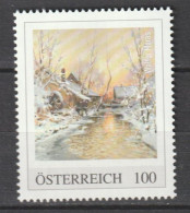 Österreich Personalisierte BM Kunst Walter Moras Verschneite Wassermühle ** Postfrisch - Persoonlijke Postzegels