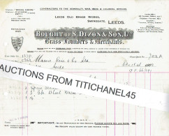 1923 LEEDS - Invoice From BOUGHT Of S. DIXON & SON Ltd - Brass Founders & Merchants - United Kingdom