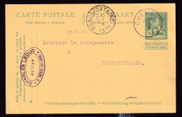 DDFF 598 -  Entier Pellens T2R CHENEE 1913 Vers CHAUDFONTAINE - Cachet Privé Charles Leduc , Avocat - Cartoline 1909-1934