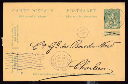 DDFF 601 -  Entier Pellens T2R LA BUISSIERE (COBA 80 EUR) 1914 Vers CHARLEROI - Cachet Privé S.A. De MERBES LE CHATEAU - Cartes Postales 1909-1934