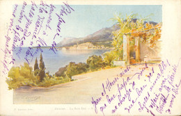 CPA- Illustrateur Peintre E. LESSIEUX - MENTON "La Baie Est "  2 Scans* - Lessieux