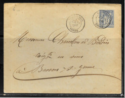 1E52 - ENTIER SAGE 25c DU 18/12/1883 POUR BASSON SUR YONNE - Bigewerkte Envelop  (voor 1995)