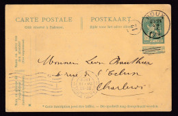 DDFF 612 -  Entier Pellens T2R ROUX 1912 Vers CHARLEROI - Cachet Privé S.A.des Forges/Ateliers De COURCELLES-CENTRE - Postcards 1909-1934