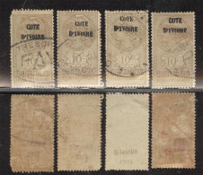 French Ivory Coast Tax Stamps1892-1944 , 4 Used, Hinged - Used Stamps