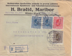 Lettre à Entête Recommandée Obl. Maribor 2a Le 12 VII 26 Sur N° 171, 172, 174 X 2 Pour Vienne - Cartas & Documentos