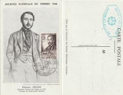 FRANCE  794 FDC Premier Jour Carte Journée Nationale Du Timbre Mulhouse 1948 ARAGO Créateur Du Timbre Français (CV 30 €) - ....-1949