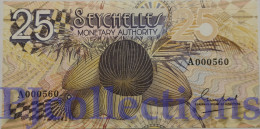 SEYCHELLES 25 RUPEES 1979 PICK 24a UNC LOW SERIAL NUMBER "A 000560" - Seychellen