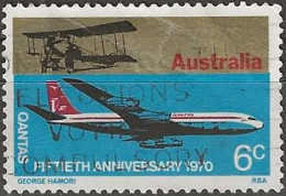 AUSTRALIA 1970 50th Anniversary Of QANTAS Airline - 6c Boeing 707 And Avro 504 FU - Oblitérés