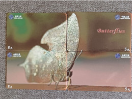 CHINA - BUTTERFLY-12 - PUZZLE SET OF 4 CARDS - Cina