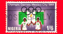 NIGERIA  - Usato - 1968 - Olimpiadi - Giochi Olimpici - Città Del Messico - Anelli Olimpici, Bandiera E Atleti - 1'6 - Nigeria (1961-...)