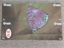 CHINA - BUTTERFLY-18 - PUZZLE SET OF 4 CARDS - Cina