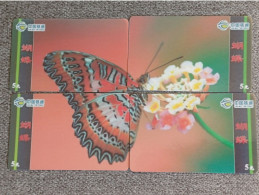 CHINA - BUTTERFLY-21 - PUZZLE SET OF 4 CARDS - Cina