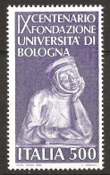 Italie Italia 1988 N° 1786 ** Université De Bologne, Bas-Relief, Etudiante, Penseuse, Livre, Réflexion Pape Enzo Ferrari - 1981-90: Neufs