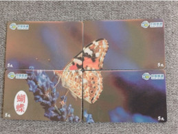 CHINA - BUTTERFLY-25 - PUZZLE SET OF 4 CARDS - Cina