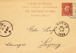 Congo Belge : STIBBE 1 FROM BANANA 19-09-1894 To Leipzig (zie  Scan) - Ganzsachen