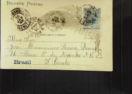 Brasilien: Kleinpostkarte (Bilhette Postal) Mit 5 Reis Aus Coronel Correa Vom 26.1.1906 Nach Sao Paulo - Cartas & Documentos