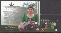 2022 Philippines Vice-President Duerte Woman Complete Set Of 1 + Souvenir Sheet MNH - Filippine