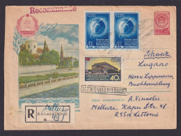 Sowjetunion Einschreibe Ganzsache + ZuF Melluzi Lettland Lugano Schweiz - Storia Postale