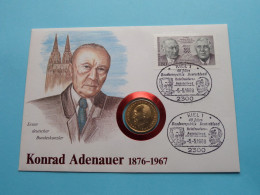 KONRAD ADENAUER 1876-1967 ( 2 DM 1969 D ) Kiel 1989 ( Zie/See Scans ) Numisbrief ! - Commémoratives