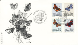 Denmark FDC 11-3-1993 Butterflies Complete Set Of 4 With Cachet - FDC