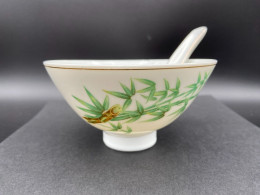 Bol + Cuillère 1950 Japon  Style Bambou Made In Japan Ht 8cm Porcelaine Chinoise  #240001 - Art Asiatique