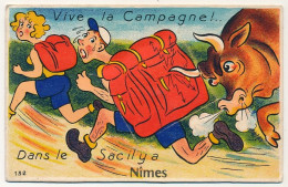 CPA - NIMES (Gard) - à Système ... Vive La Campagne ! Dans Le Sac Il Y A Nimes ... 10 Petites Vues - Nîmes