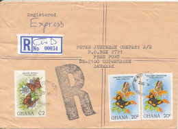 Ghana Registered Cover Sent Express To Denmark 28-5-1982 Single Franked - Ghana (1957-...)