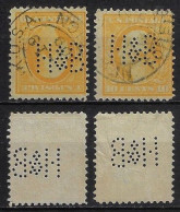 USA United States 1902/1916 2 Stamp With Perfin H&B By Harper & Brothers From New York Lochung Perfore - Perforados