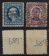 USA United States 1908/1964 2 Stamp With Perfin P&L By Pratt & Lambert Incorporated Lochung Perfore - Perforados