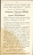 MEES Francisca Theresia ° 21 September 1874 Malderen + 9 April 1940 Mechelen Wed Joannes Buggenhout - Religion & Esotérisme