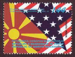 North Macedonia 2020 25 Years Diplomatic Relations With USA America Flags MNH - Francobolli