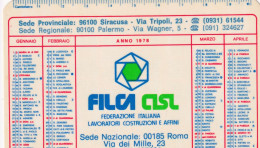 Calendarietto - Filca - Siracusa - Palermo - Cisl - Sede Nazionale - Roma - Anno 1978 - Petit Format : 1971-80