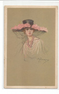 Zandrino. 94-1.  Belle Carte. Femme Chapeau Noir Avec Roses - Zandrino