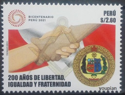 Peru 2021, 200 Years Of Masonic Participation In The Independence Of Peru, MNH Single Stamp - Pérou