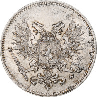 Finlande, Nicholas II, 25 Penniä, 1917, Helsinki, Civil War, Argent, SUP, KM:19 - Finlande