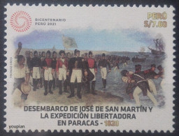 Peru 2021, Landing Of Liberation Army In Paracas, MNH Single Stamp - Pérou