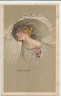 Zandrino. 94-4.  Belle Carte. Femme Chapeau Avec Plumes - Zandrino