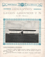 DESCRIPTION DE L AVION LIMOUSINE F.70 300 HP RENAULT FARMAN AVIATION - Aerei