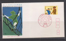 JAPAN -  1972 - GOLDEN JUBILEE BOY SCOUTS ON  ILLUSTRATED FDC - FDC