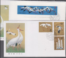 CHINA - 1986 - CRANES SET OF 2 + SOUVENIR SHEET ON 2  ILLUSTRATED FDCS  - Brieven En Documenten