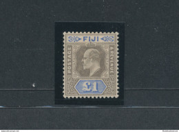 1903 Fiji - Stanley Gibbons N. 114 - 1 £ - Sterlina Grey Black And Ultramarine - MNH** (Firmato Enzo Diena) - Other & Unclassified