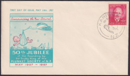 F-EX48554 NEW ZEALAND 1957 FDC HEALTH 50th JUBILEE TRUBY KING FOUNDING.  - FDC