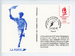 ENTIER CARTE POSTALE PARCOURS DE LA FLAMME OLYMPIQUE HIVER ALBERVILLE 1992 - Official Stationery