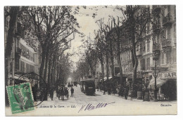 CPA Circulée En 1915 - NICE - L'Avenue De La Gare - Tramways - Commerces - Chevaux - - Straßenverkehr - Auto, Bus, Tram