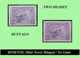 1931 ** RUANDA-URUNDI RU MNH/NSG 096 + 096-A  VIOLET BUFFALO TWO SHADES ( X 2 Stamps ) NO GUM - Nuevos