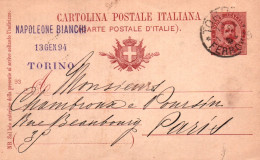 ITALIE - Entier Postal ... 1894 - Stamped Stationery