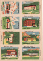 Slovakia - 8 Matchbox Labels, Chaty Čertovica Tajov Brnčalova A Kežmarská Chata, Hotel Partizán Malina Boboty Družba - Boites D'allumettes - Etiquettes