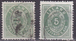 IS002BA – ISLANDE – ICELAND – 1882 – NUMERAL VALUE IN AUR - PERF. 14X13,5 - SC # 16(x2) USED 25 € - Oblitérés